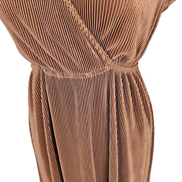 Baltic Born Athena Pleated Brown Short Sleeve Maxi Dress Sz S - Picture 4 of 11